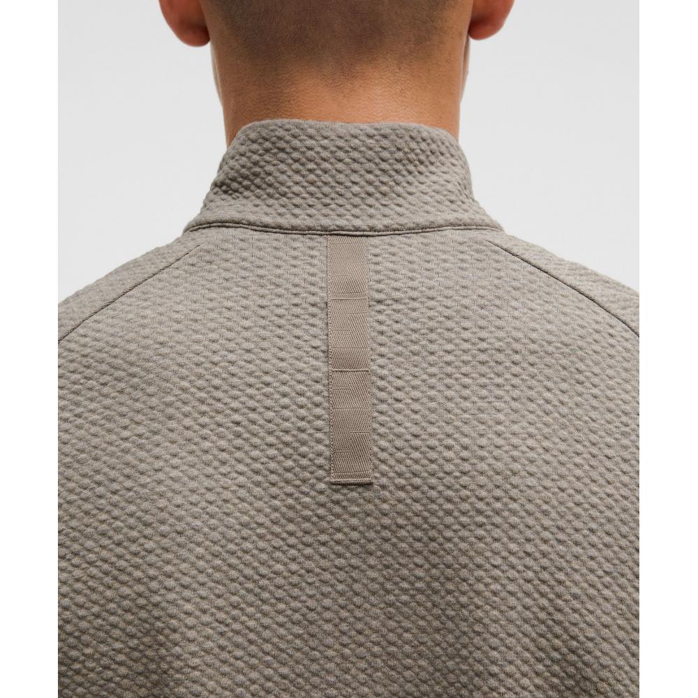 Lululemon Textured Double Knit Cotton Half Zip Heathered Rover Black