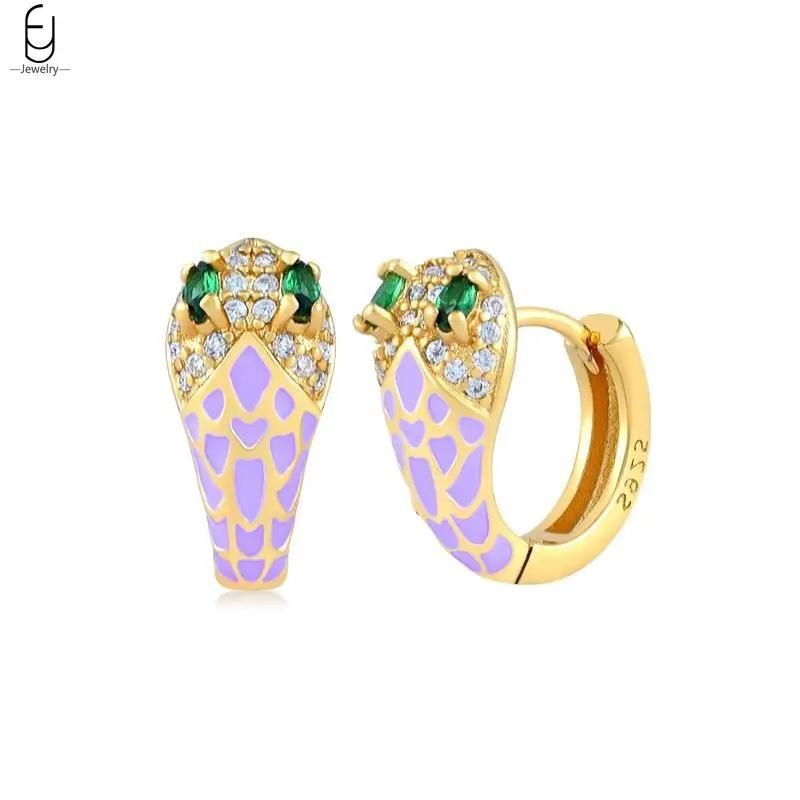 925 Silver Needle Vintage Snake Earrings Women Gold Round Ear Clips Punk Style Fashion Hoop Earrings Women Jewelry