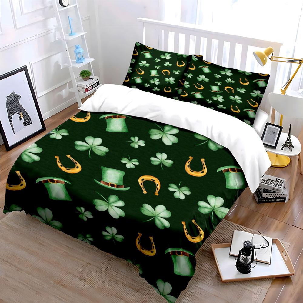 Lucky Clover Horseshoe Bedding Bedding Duvet Cover Set Duvet Cover Pillowcases (1 * Duvet Cover 2 * Pillowcases, without duvet insert)