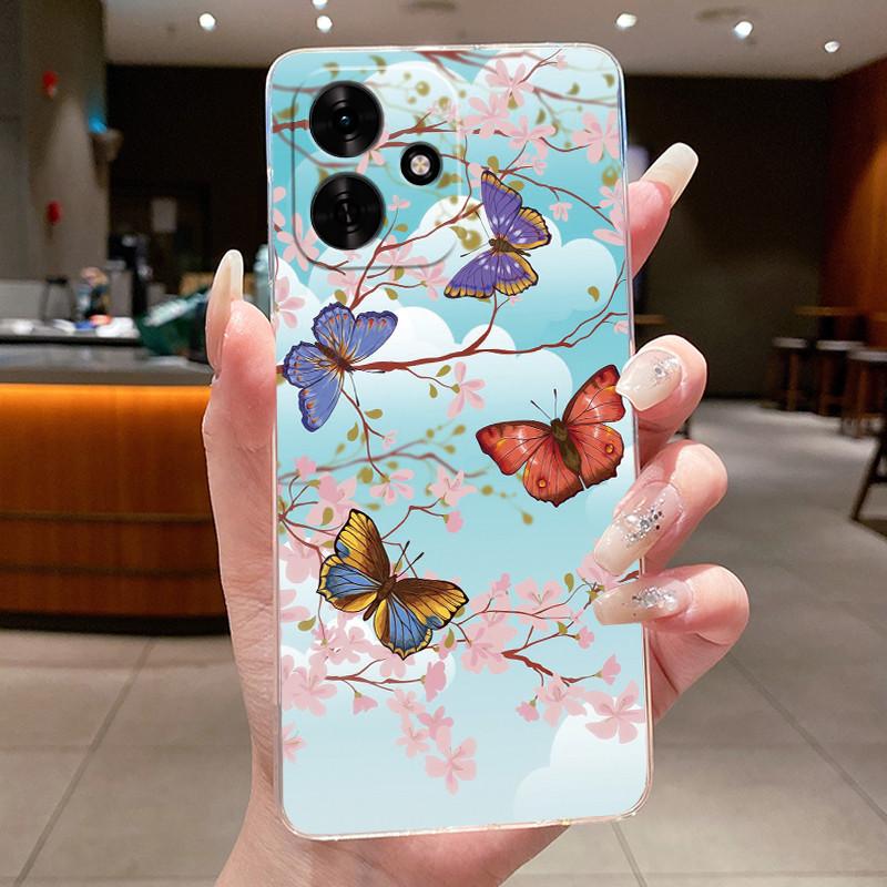 Phone Case For Honor Play 10 4G Butterfly Bow Protective Casing For Honor Play10 4G Transparent Soft Silicone TPU Cover