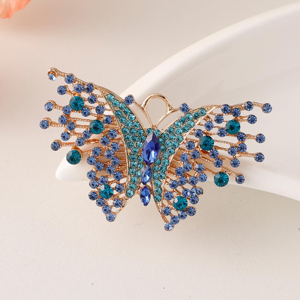 European-American Creative Butterfly Brooch: Colorful Diamond-Inlaid Alloy Chest Ornament