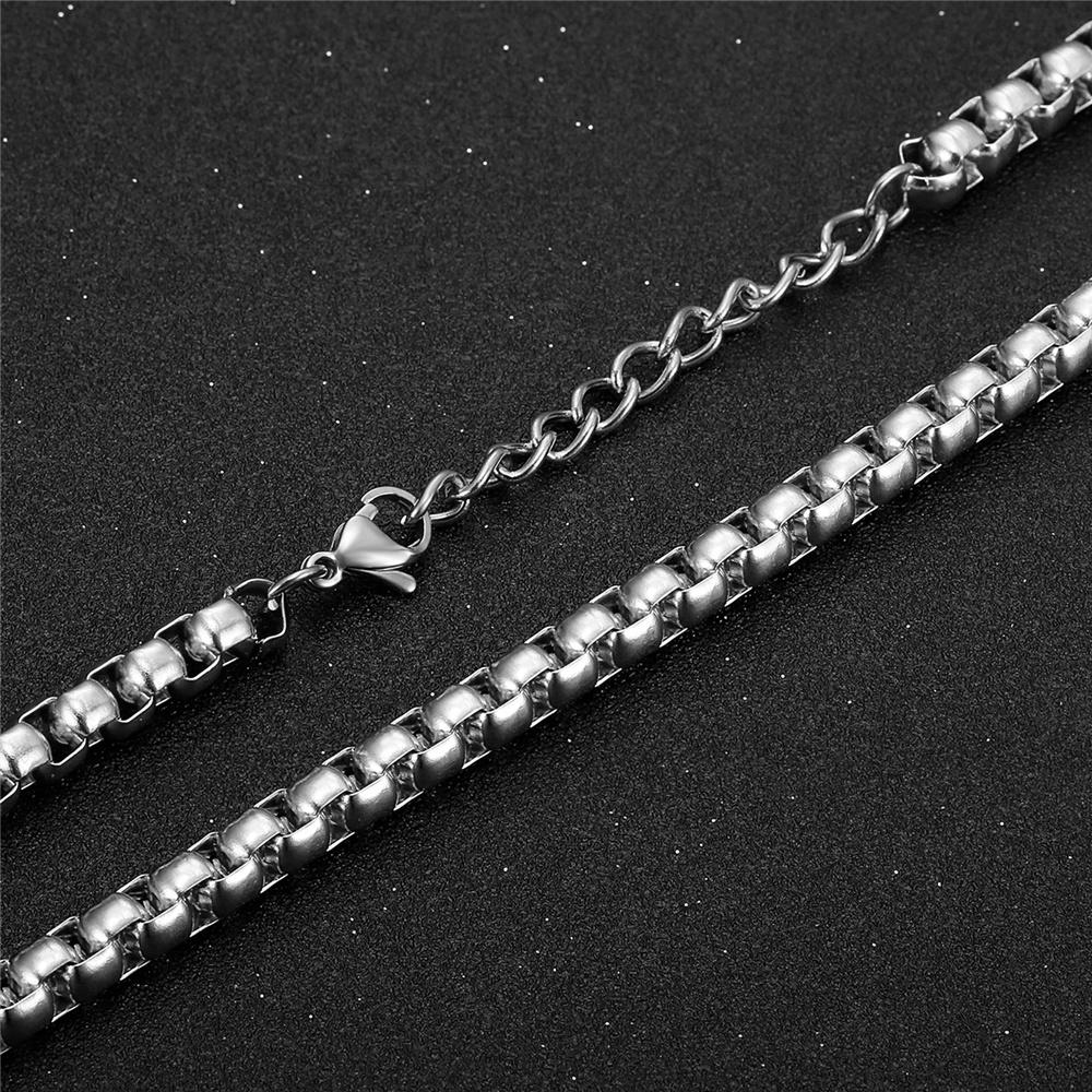CHOKER Silver Color Stainless Steel 6.5mm Men Long Choker Box Chain Necklace for Women Vintage Party Jewelry