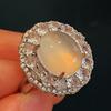 Anillo de Calcedonia Blanca Hielo Jade Brillante Ágata Anillo Disparo Real