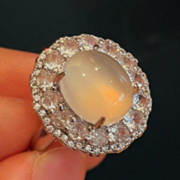 Bague en Calcédoine Blanche Jade Glacée Naturelle Brillante Bague en Agate Prise de Vue Réelle
