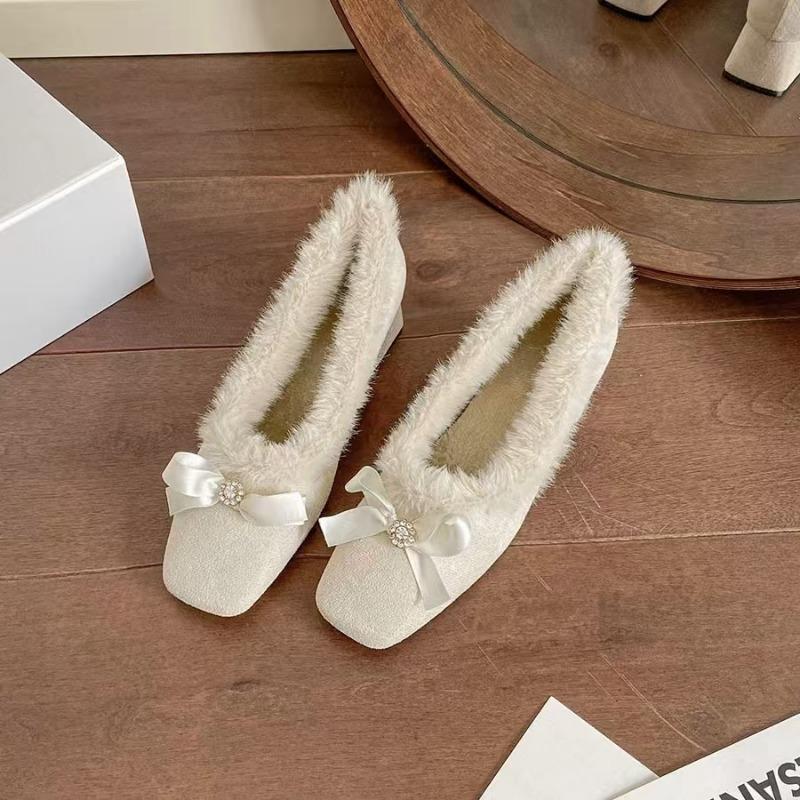 

Мода 2024 Новые Кристальные Банты Квадратный Носок Плюшевые Теплые Женские Высокий Каблук Зимняя Мода Толстая Подошва Сексуальные С Неглубоким Вырезом Высокий Каблук Зимние Сапоги 39 бежевый