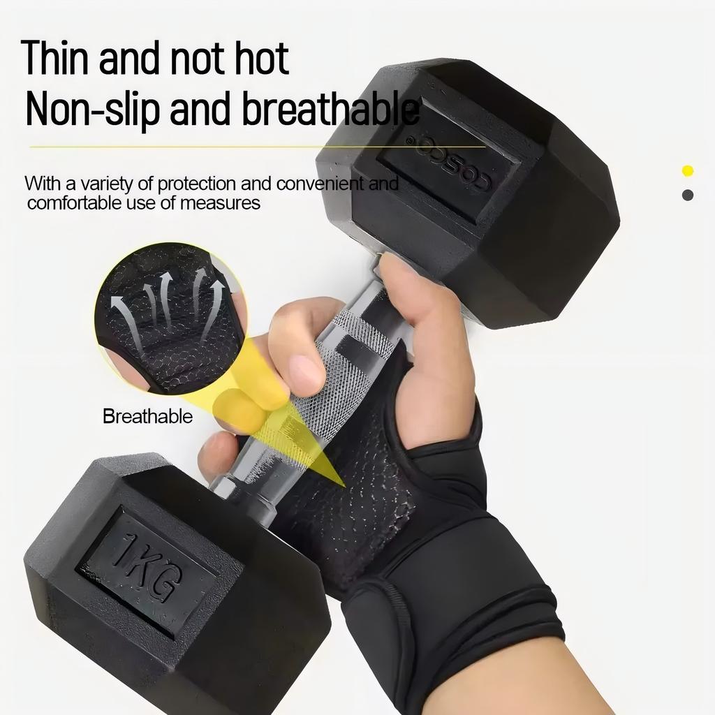 Half Finger Weight Training Gloves for Men Women Fitness Sports Wrist Palm Protector Gloves Anti-slip Gym Cycling Gloves Black 6
