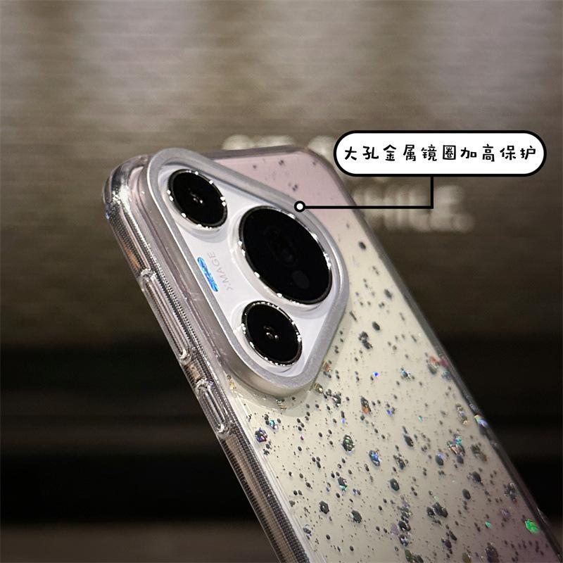 Gjelder Huawei Pura70Pro Epoksy gradvis endring glitter ins mobiltelefondeksel Mate60 gjennomsiktig avansert følelse beskyttelsesdeksel
