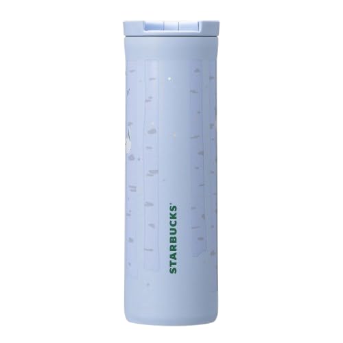 Starbucks Stainless Steel Bottle, Ermine & Long-tailed Tit Design, Blue, 473ml, 2024, Gift, Water Bottle, Tumbler