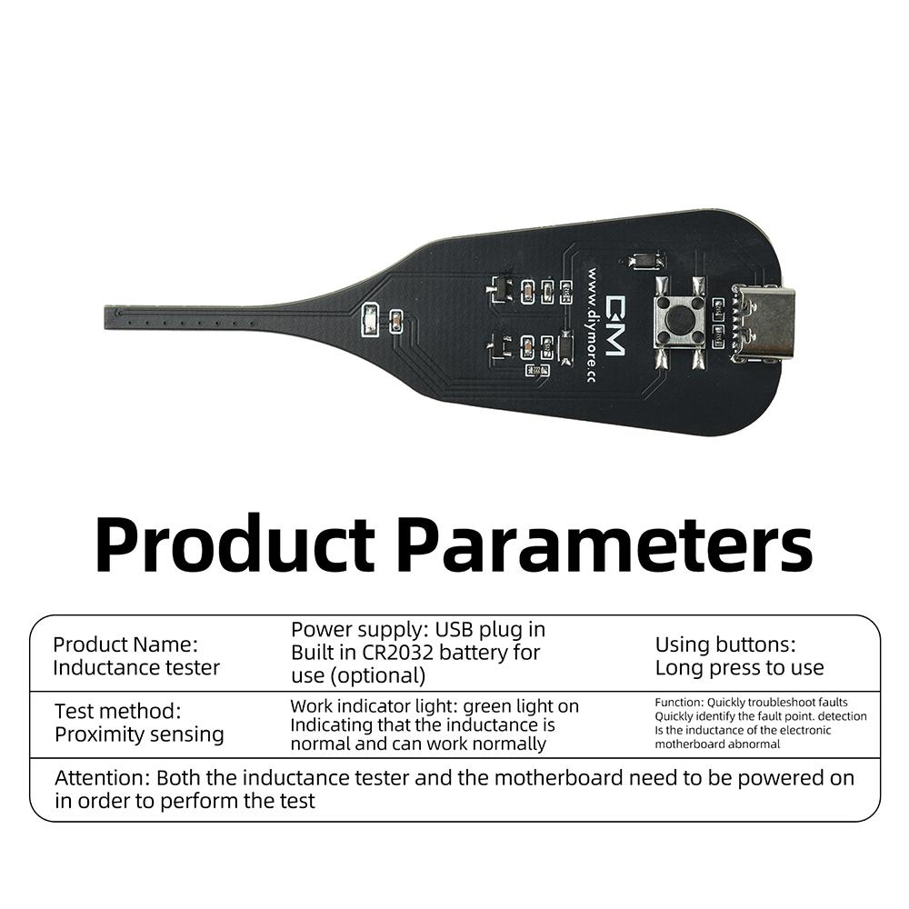 DC 5V Inductance Tester Motherboard Coil Tester Electromagnetic Induction Quick Trouble Shooting Type-C Plug/Built-in Battery