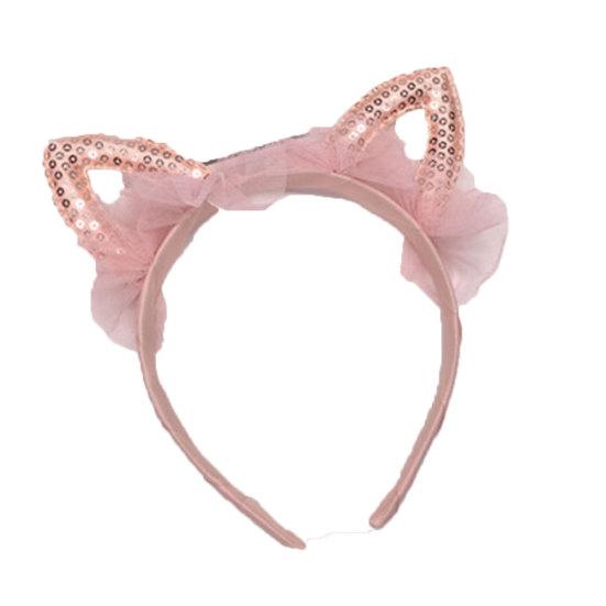 Girls Cute Cat Ears Shape Gauze Sequins Headband Hairband Hair Hoop Accessories
