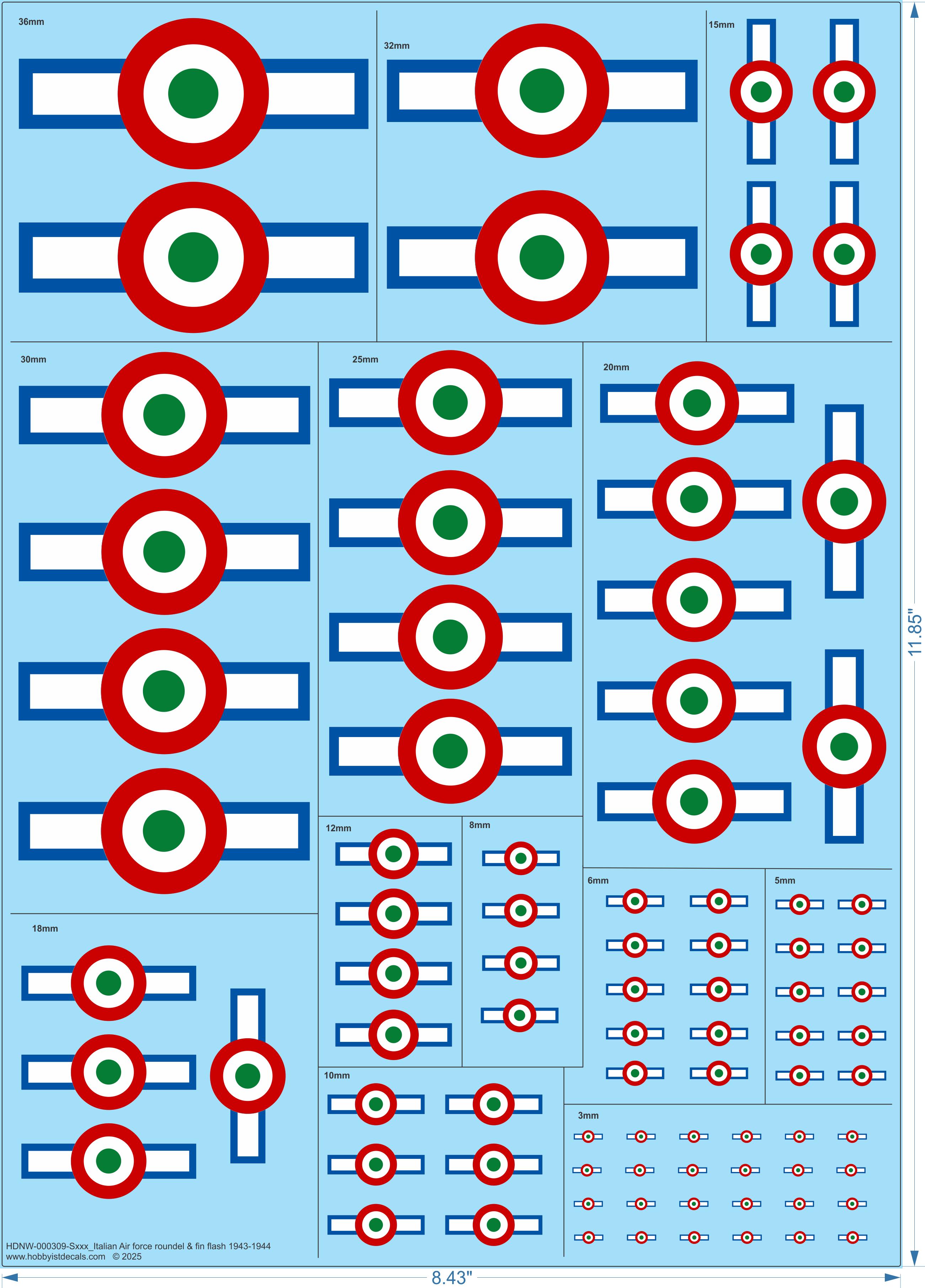 Italian Air force roundel & fin flash 1943-1944