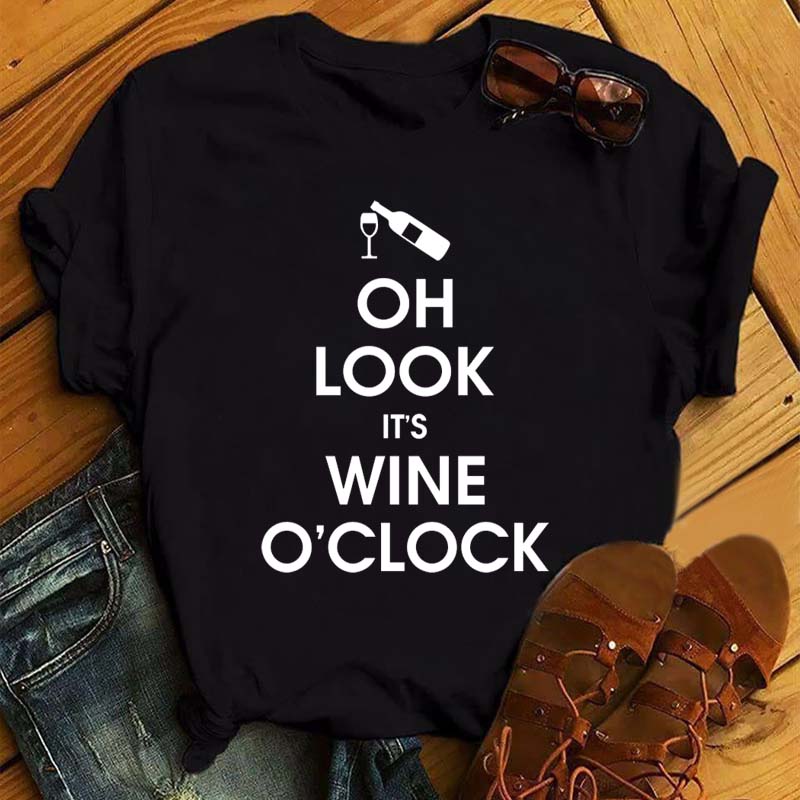 New Rose Gold Wine Glasses Tshirts Women Short-sleeve Tee Shirt Wine Glass Funny T Shirts 90s Ulzzang Female Black Tops Tees