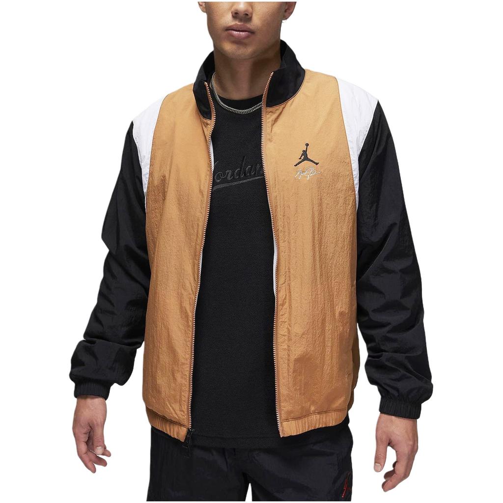 Jordan Color Block Zip Logo Embroidered Long Sleeve Jacket Men Jacket Dark-Brown FN4622-231