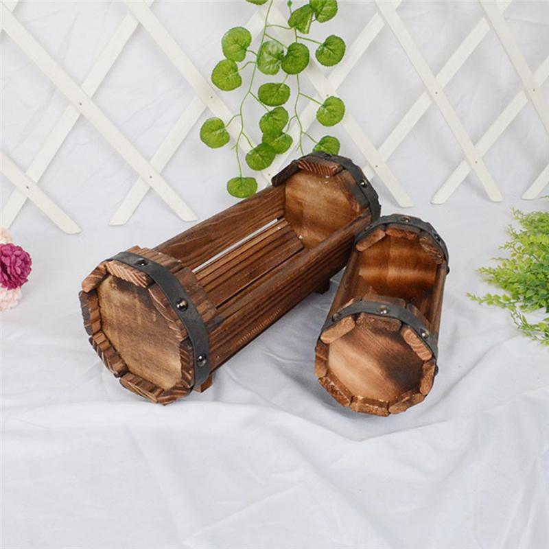 BAAU Wood Flower Pots Wedding Decoration Carbonized Antiseptic Wood Flower Boxes Balcony Succulents Wooden Flower Pots