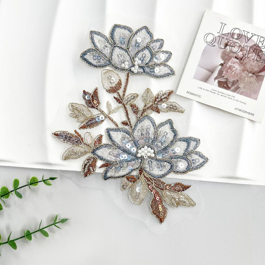 Embroidery Applique Multi-Color Three-Dimensional Flower Bead Sequined Cloth Sticker Clothing Top Skirt Luggage Cloth Sticker Accessories