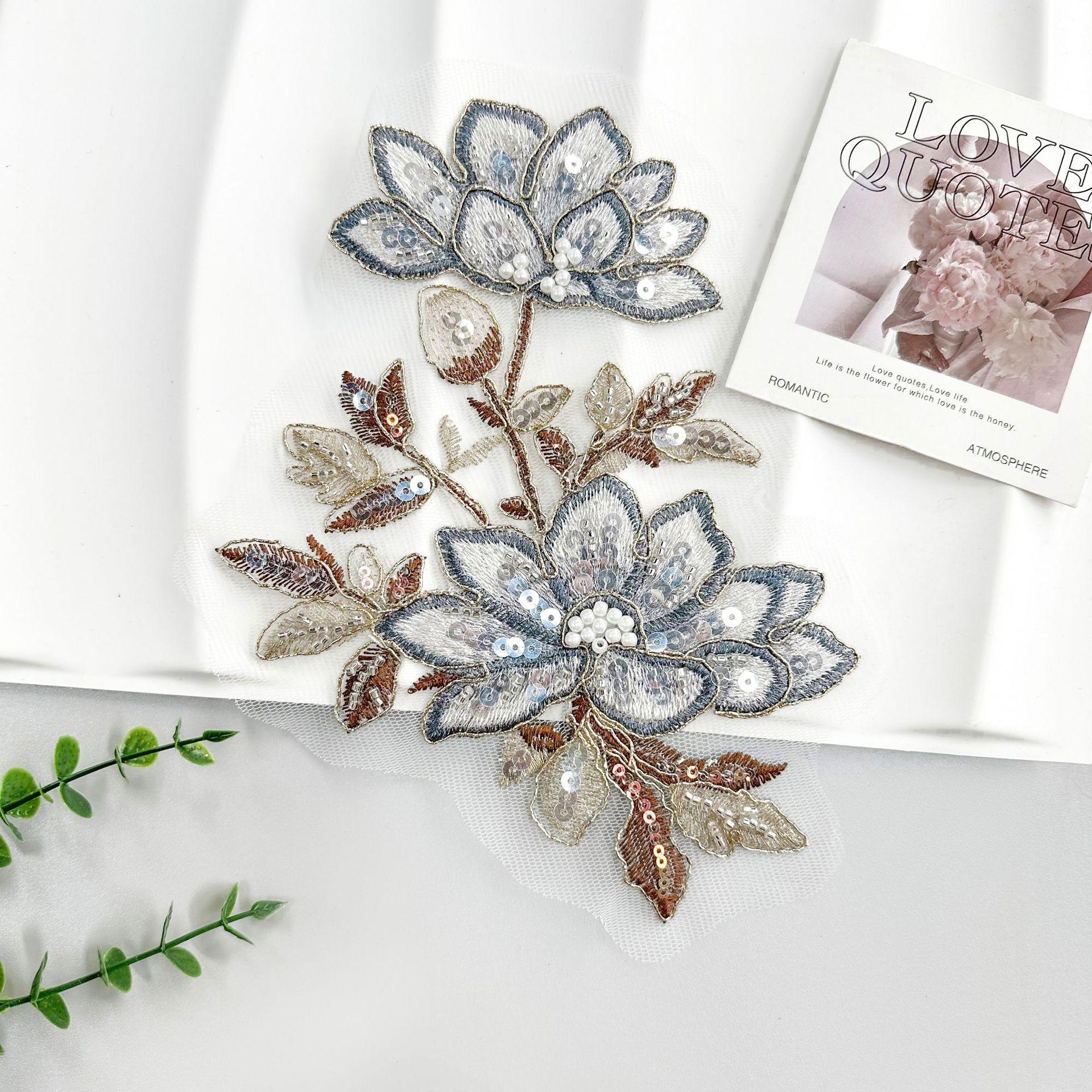 

Embroidery Applique Multi-Color Three-Dimensional Flower Bead Sequined Cloth Sticker Clothing Top Skirt Luggage Cloth Sticker Accessories H2261 F type