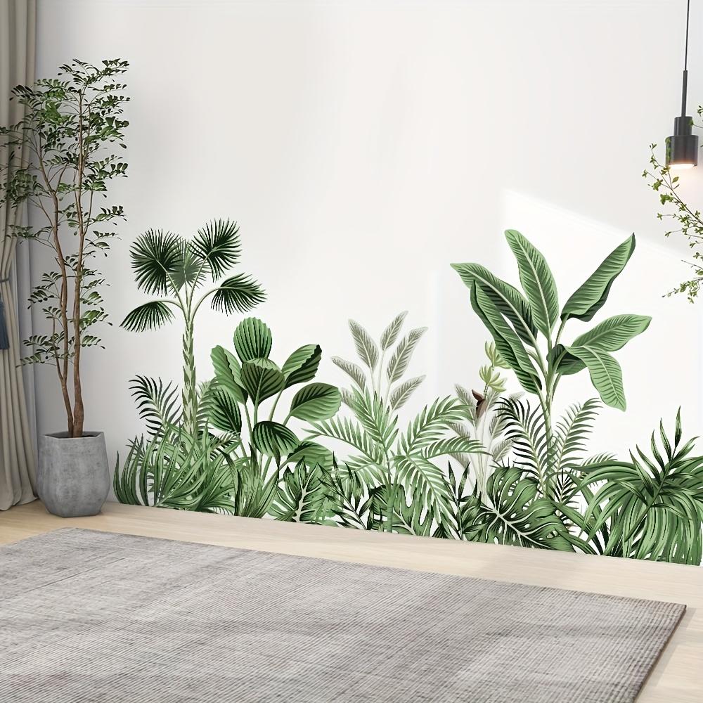 Tropical Plant Wall Decal with Monstera and Palm Leaves Large Green Jungle Themed Sticker for Living Room Bedroom and Nursery