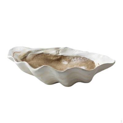 Shell Tray Coastal Artistic Decorative Bowl for Vanity, Coffee Table, Entryway Console Clam