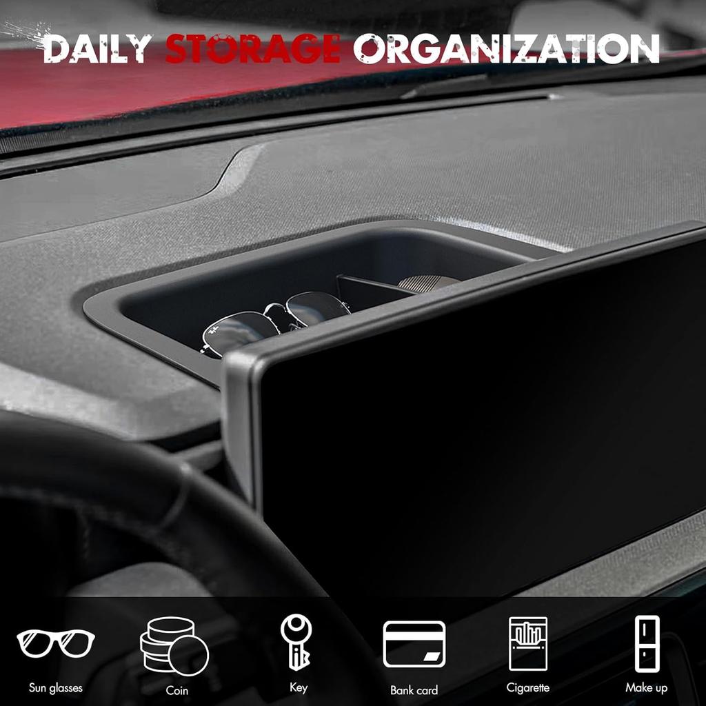 Mabett Dashboard Storage Organizer For Ford Maverick 2025,Anti-Slip Dash Panel Tray With Dedicated Sunglasses Compartment Behind Screen Maverick