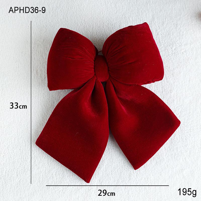 Large Wine Red Velvet Christmas Bow Decoration for Window Display