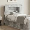 Headboard Cabinet with Storage Concrete Grey Wood Based Material