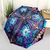 1pc Stained Glass Cross Automatic Open/close Umbrella, 8-Rib Sturdy Structure, Auto Folding/Opening, Portable Travel Umbrella for Women,026