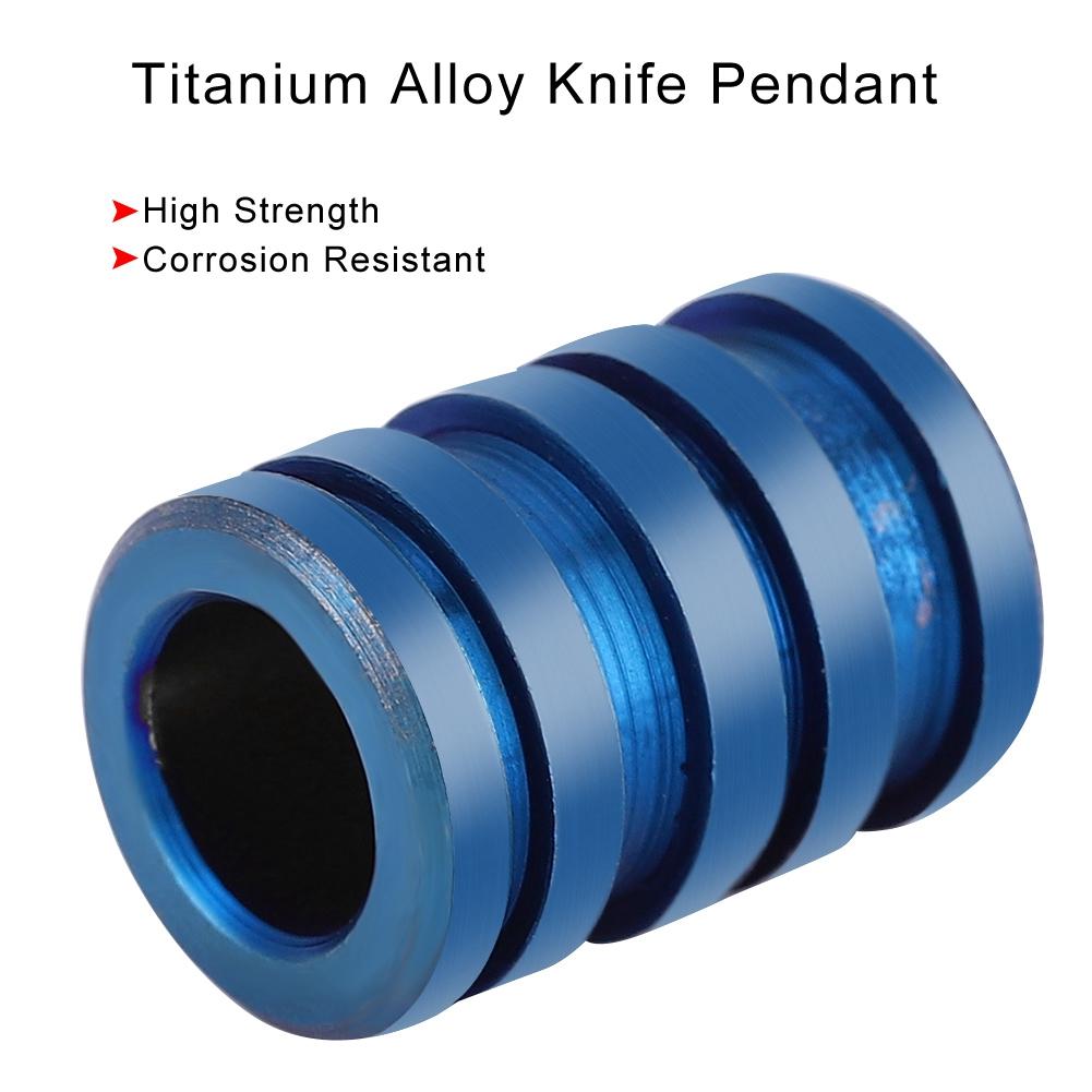 TC4 Titanium Alloy Knife Beads Pendant for Outdoor Lanyard Parachute Cord Large Size Blue