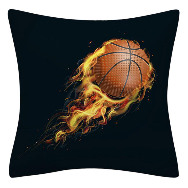 Rugby Football Basketball Printed Pattern Square Polyester Cushion Cover for Home Living Room Sofa Decoration Pillowcase 45x45cm