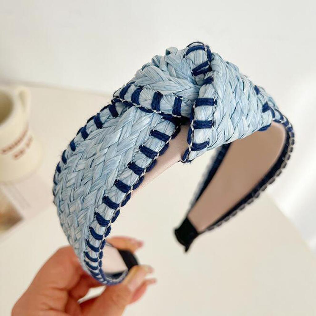 PROLY New Fashion Hairband For Women Straw Braided Patchwork Headband Cool Turban Summer For Adult Hair Accessories