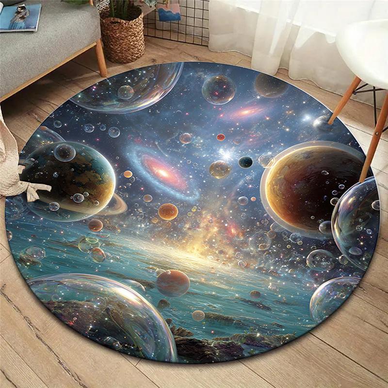 Planet Sun Round Area Rug,Carpet Rug for Living Room Bedroom Sofa Playroom Decor,Non-slip Floor Mat