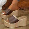 Fashion Thick Bottom Wedge Heel Slippers for Women Plus Size Fashion Chunky Platform Sandals Woman Summer 2025 Thick Sole Beach Slides