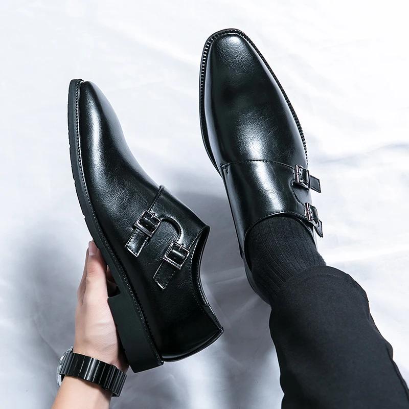 Fashion Mens Business Derby Shoes Career Black Brown Casual Shoes Office Classic Leather Shoes  Plus Size 38-46