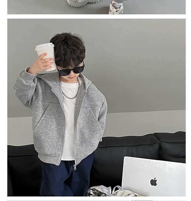 Boys Spring Autumn Casual Hooded Zip Up Sweatshirt Jacket Kids Sports Cardigan Top 90