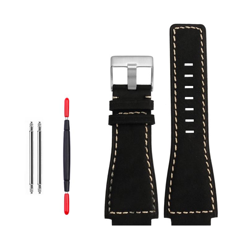 35-24mm konvexes Rindslederband Für Bell Ross B&R BR-01 BR-03 Herren Echtes Leder Uhrenarmband Silikonkautschuk Wasserdichtes Uhrenarmband