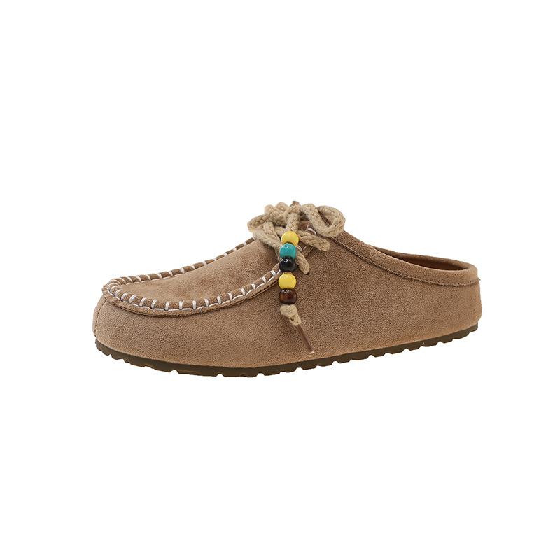 Explosive 2025 New Fashion Casual Bag Head Half Drag Women Thick Sole Outer Wear Explosion Lazy Single Shoes Niche Ethnic Style
