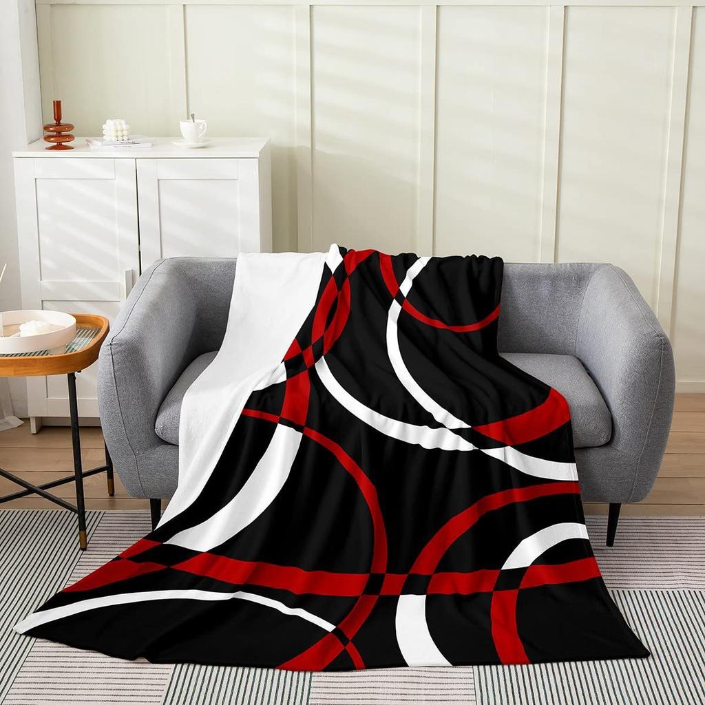 Geometric colored patterns digital-printed polyester Bedroom velvet flannel soft sofa cover blanket Fleece sofa cover blankets