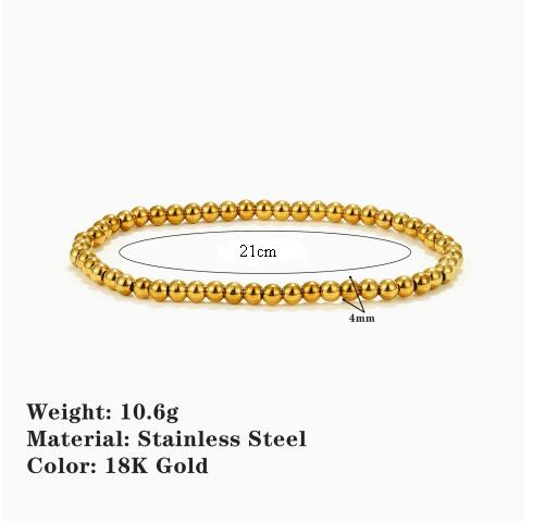 Stainless Steel Elastic Strand Beads Bracelets Bangles For Woman Waterproof Beaded Chain Bracelet 21cm
