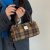 Trend Woolen Plaid Bag Women's All-matching Retro One-shoulder Cross-body High-end Boston Portable Pillow
