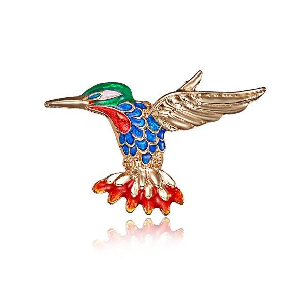 New Fashion Rhinestone Enamel Bird Brooch Cute Ainmal Hummingbird Brooches Scarf Dress Coat Lapel Pins Suit Badges Jewelry Gifts