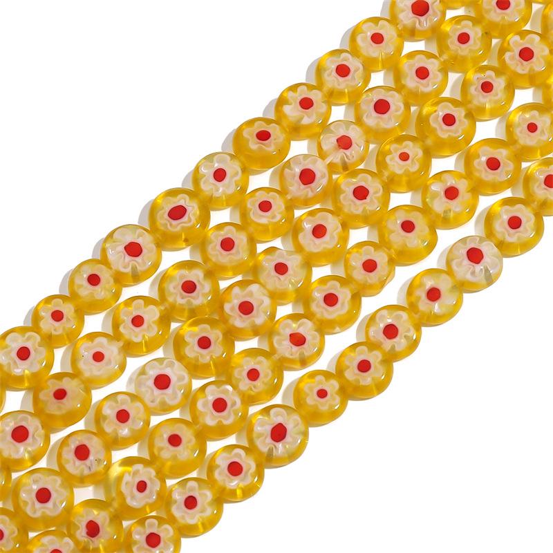 Thousand Flower Glazed Flat Beads for DIY Bracelets, Necklaces, and Earrings