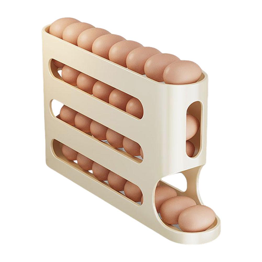 4 Layers Refrigerator Egg Storage Box Large Capacity Kitchen Rolling Eggs Container Rolling Eggs Dispenser for Fridge Countertop
