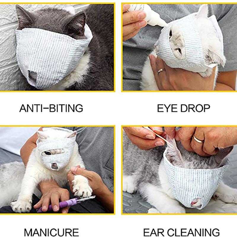 Breathable Cat Muzzles Kitten Face Masks Groomer Helpers Kitten Bathing Bag Bathing Mask Anti Biting Chewing Pet Supplies