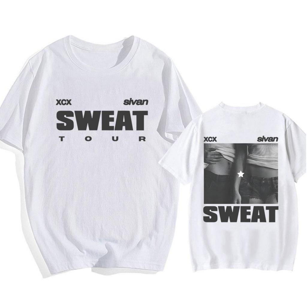 RUSH Troye Sivan T-Shirt Charli Xcx Sportmuster T-Shirt Kurzärmeliges Rundhals-T-Shirt Lässiges Damen-T-Shirt Bedruckt
