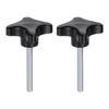 2pcs Star Knobs M8x60mm Male Thread Plastic 4 Star Stud Knobs Hand Tighten Clamping Screw Replacement Screw Handle Black