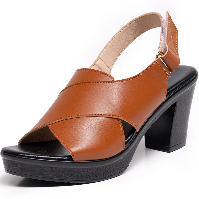 Fashion GKTINOO Women's Sandals Soft Leather Platform Sandal 2025 Summer Thick Sole High Heels Ladies Sandal Summer Shoes For Women