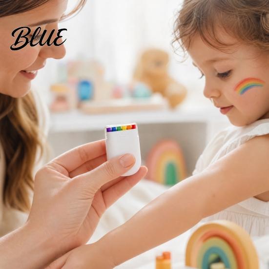Kids Safe Face Paint 2Pcs Rainbow Stick 6 Color Painting Crayons for Adults Stick Washable Party Body Halloween Sports Games Festivals,