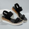 Plus Size Elastic Band Wedge Sandals, Women's Summer 2025, Slip-on Thick Sole Open Toe Sandals