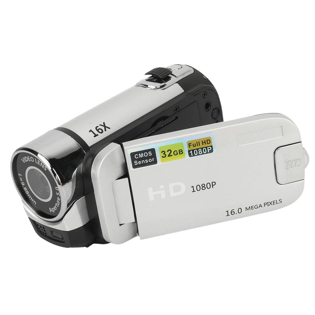 Digital Camera, HD 1080P, 16MP, 2.4-inch Rotatable Screen, Video Camera, 16X Zoom, Recorder, Fill Light (Silver)