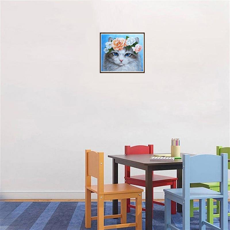 Diamond Embroidery Rhinestones 5D Diamond Painting Animals Cats Flower Cross Stitch