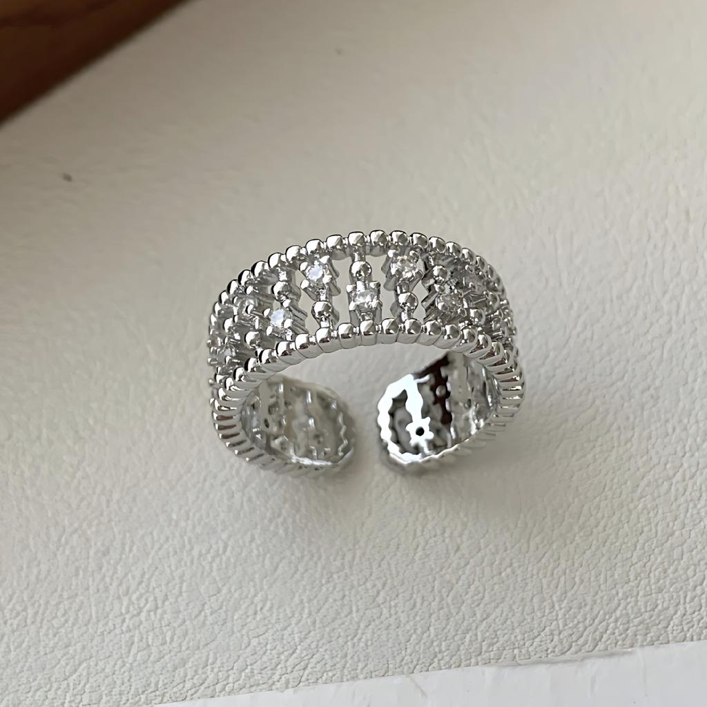 Sam Panda 925 Rings for Women Simple Geometric Handmade Irregular Retro Ring Gold Zircon Allergy For Birthday Gift